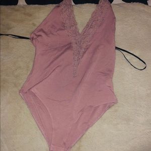 NWOT Forever 21 Light Pink Lace Body Suit